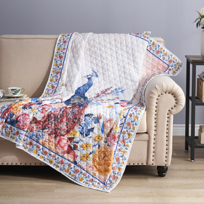 Greenland Home Fashions Huntington Gold Throw – 50" x 60" Brushed Microfiber Quilted Blanket with Polyester Fill