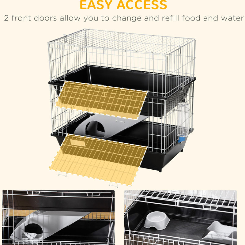 2 Metal Small Pet Box With Two Doors - Black Shelter Convenient Access