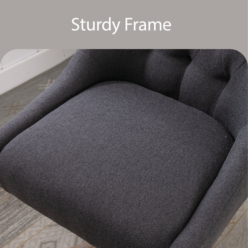 Chaise de bureau en lin, Gris anthracite
