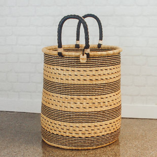 Bolga Baskets - Laundry Hamper Natural Stripes