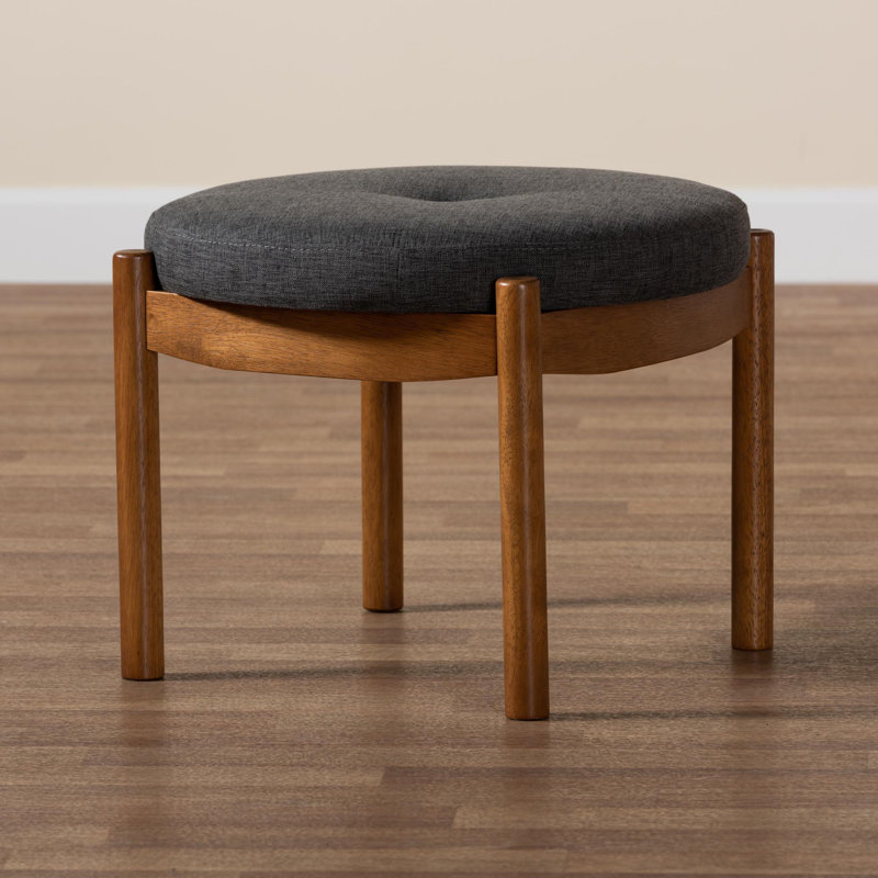 Upholstered Ottoman, Dark Gray 100% Polyester