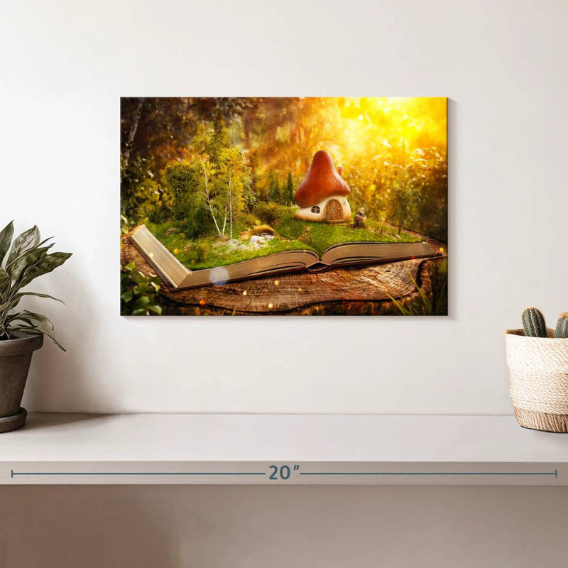 Kelan Fantasy Home Champignon sur livre, H 8 po x l 12 po