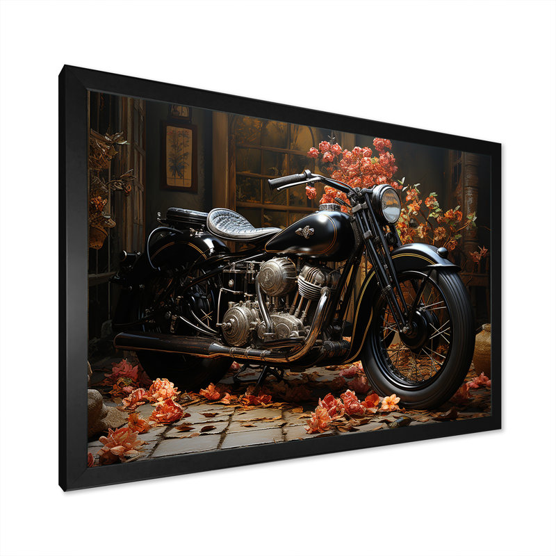 Noir mystère de la moto, Cadre simple noir, H 24 po x l 32 po x P 1 po