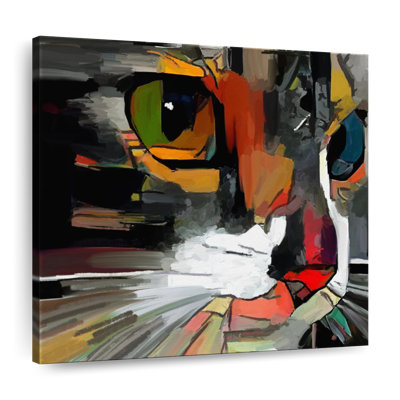 Chat abstrait sur toile