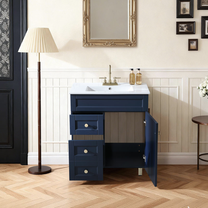 30" Modern Blue Free-Standing Single Bathroom Vanity Set