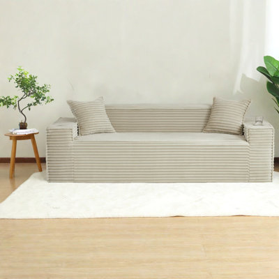 Compression Sofas, 80.7 Inch Corduroy Modern Couch For Compact Home