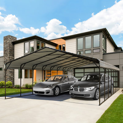 20 Ft. W X 40 Ft. D Carport, Steel Garage Accommodates 2 Vehicles