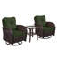 Ensemble de 3 fauteuils à bascule pivotants en résine tressée avec table d'appoint et coussin vert, ensemble de conversation moderne pour véranda, terrasse, balcon et jardin-1483678645