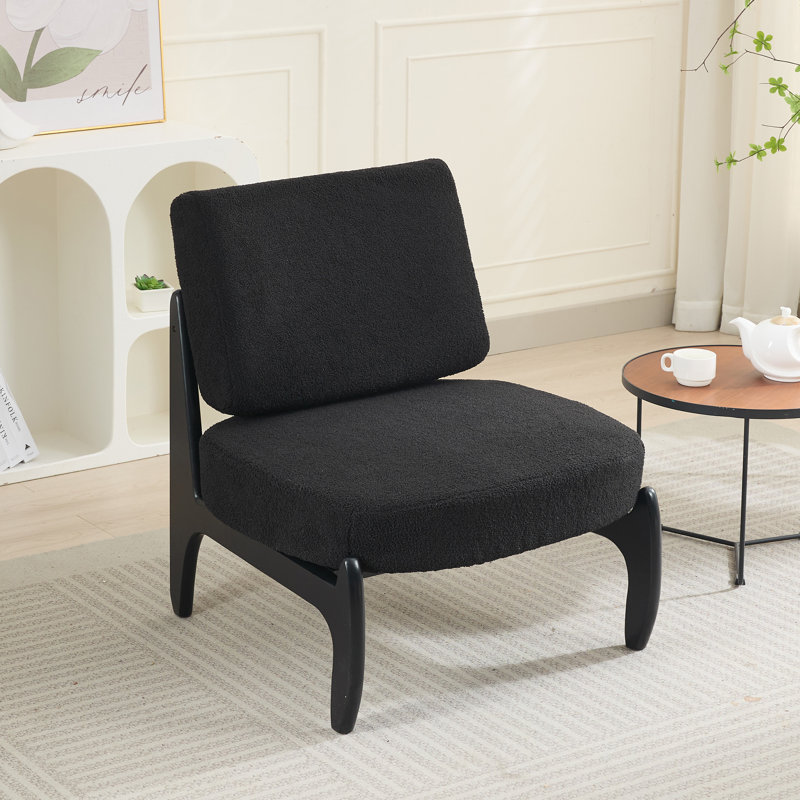 Teddy Armless Leisure Accent Chair, Black Teddy, Black
