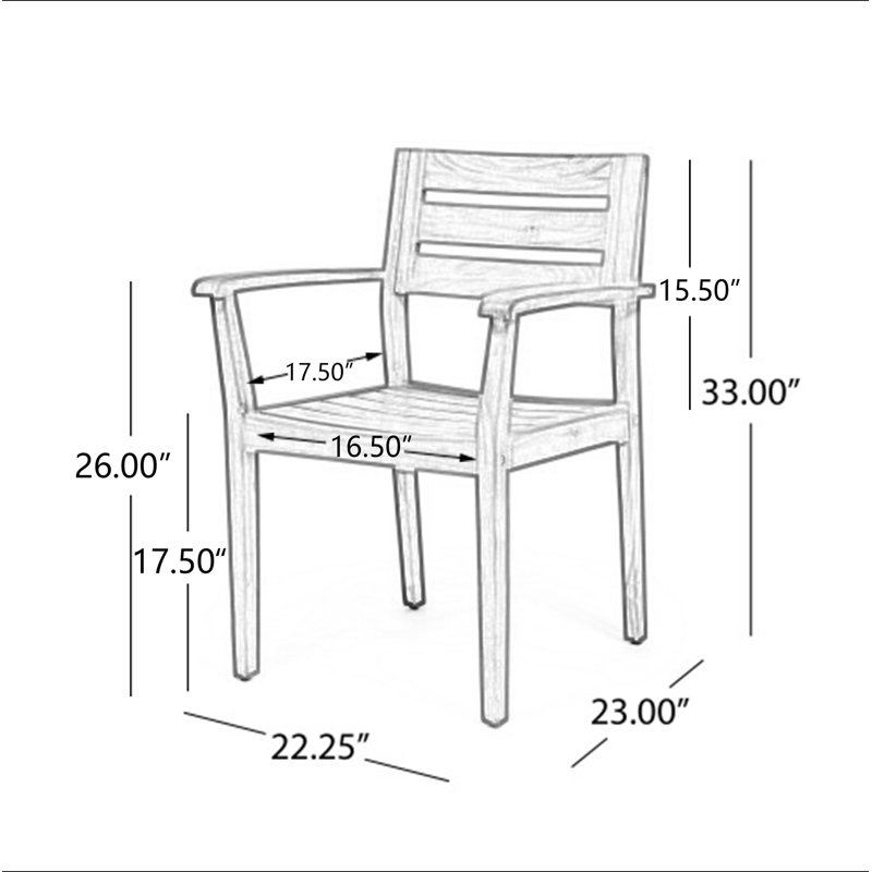 Ensemble de chaises de salle à manger STAMFORD, ensemble de 2 chaises de patio en bois d'acacia, Marron foncé