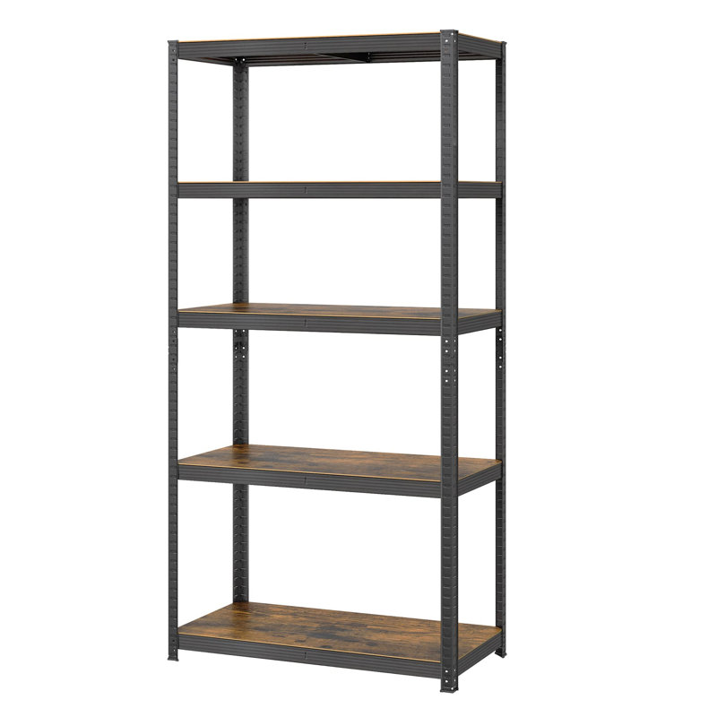 Desi Steel Standard Bookcase, 180cm H x 90cm W x 40cm D, Rustic Brown/Black