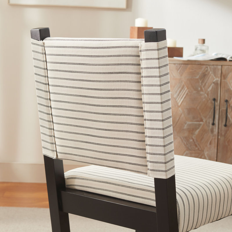 Modern Striped Dining Chairs, Solid Wood Sled Legs in Black (Set of 2), Black Striped, Black