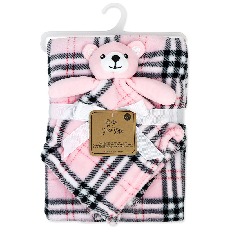 Baby Boys and Baby Girls Plush Blanket with Nunu Lovey Toy, Pink