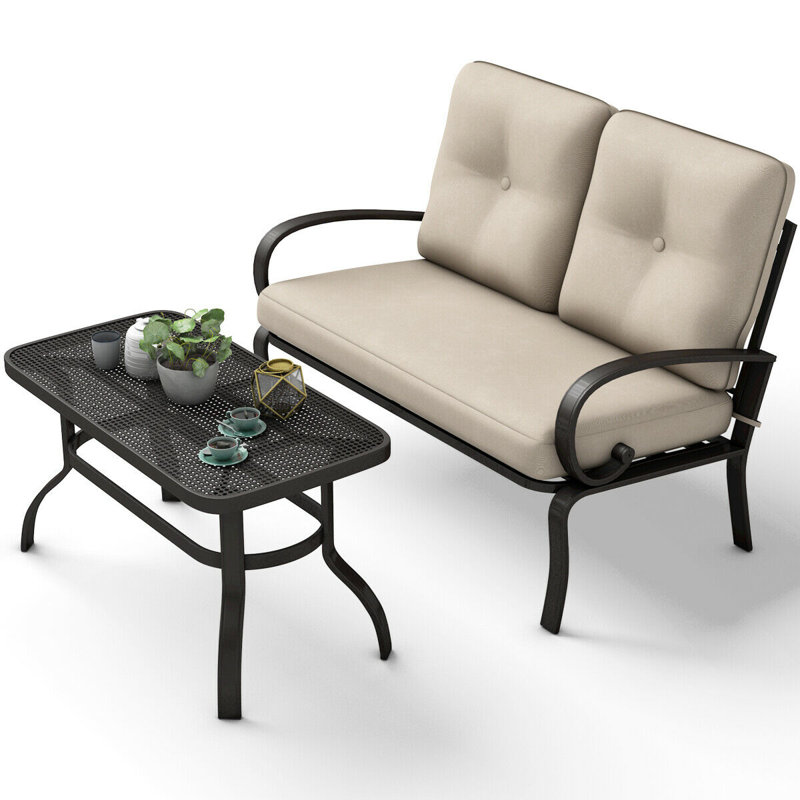 Tisha 2 - Person Patio Conversation Set with Cushions