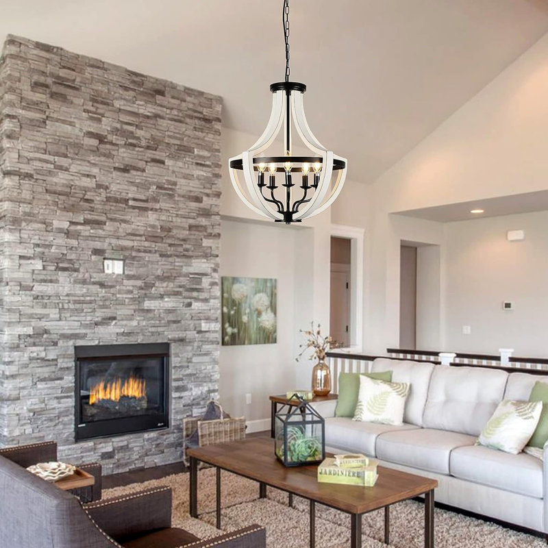 Lustres modernes en bois massif blanc
