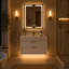 Meuble-lavabo mural moderne en bois massif 36 po avec comptoir en pierre et lumière DEL 36 po-962238263