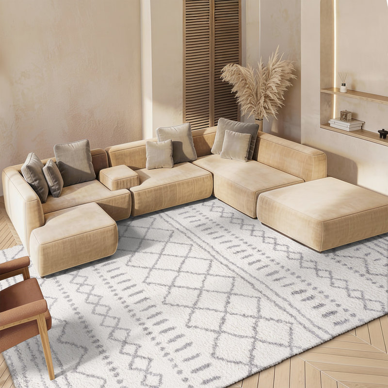 Develin Performance Chevron Rug, Rectangle 10' x 14', Ivory/Gray