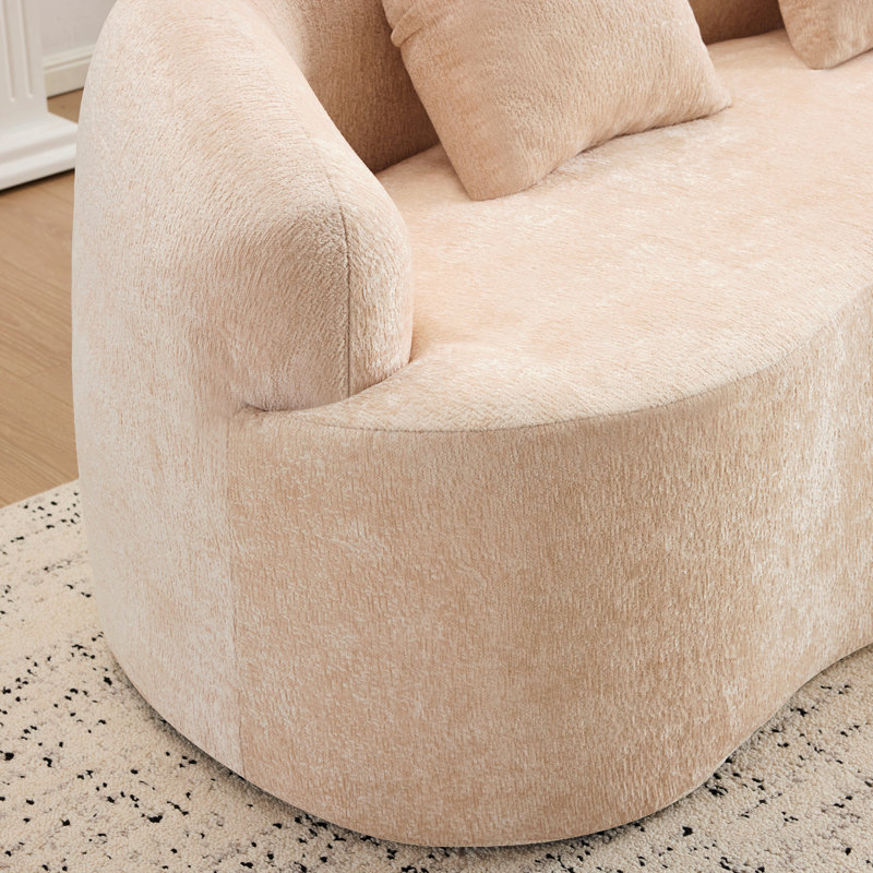 Causeuse incurvée Teddy, Beige, H 27,6 po x l 66,93 po x P 35 po