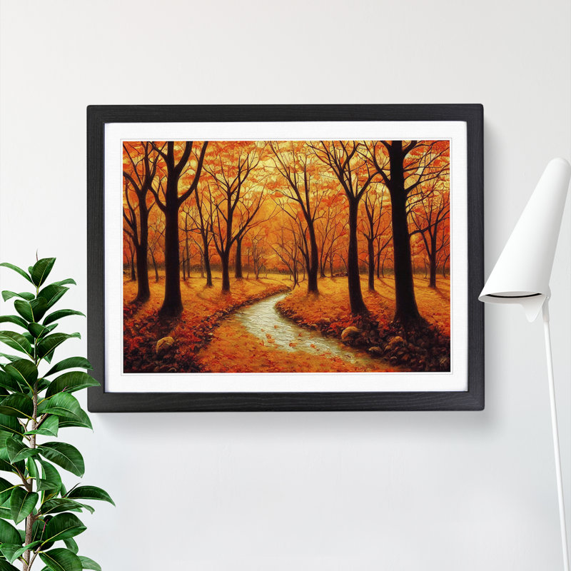 Warm Autumn Forest Vol.6 - Single Picture Frame Print, 25cm H x 34cm W x 2cm D, Black Framed