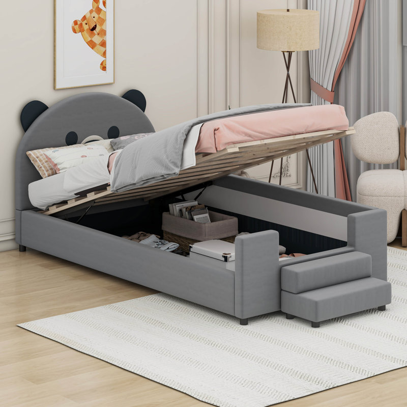 Lit avec rangement, gris