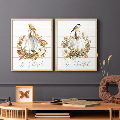 Be Be Grateful Bird - reproduction encadrée de qualité supérieure - prête à être accrochée - aucun clou requis - aucun clou requis