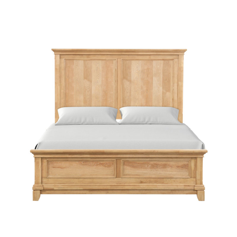 Grand lit en bois avec tête de lit en chêne naturel
