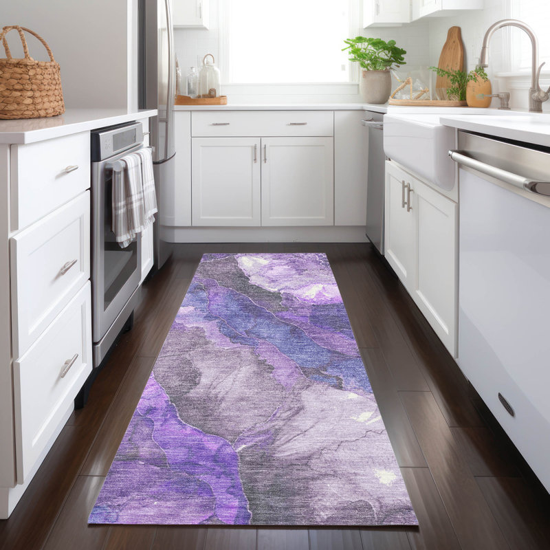 Machine Washable Indoor/Outdoor Xhevrie Lavender Rug, Runner 2'3" x 7'6"