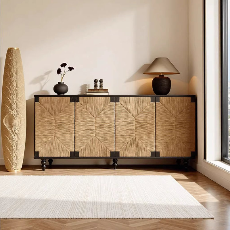 Buffet avec portes en ruppie maritime et pieds en bois massif Accent Natural Boho