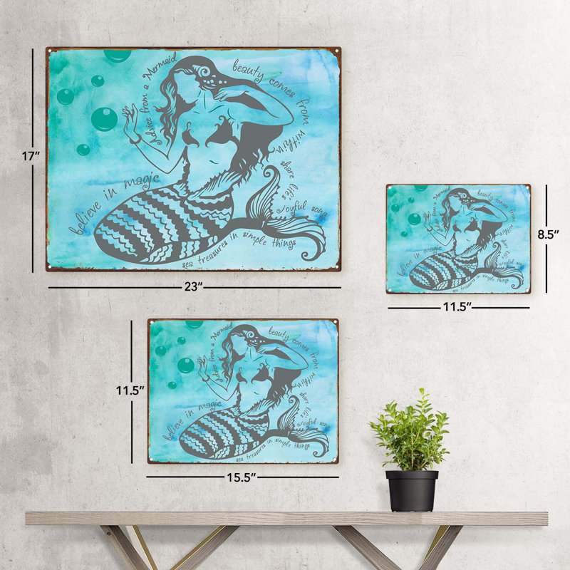 Mermaid Magic Sign, 17.2" H x 23.2" W x 0.04" D
