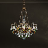 Renaissance Rock Crystal 8 Light 26.5in x 35in Pendant in Black with Amethyst and Black Diamond Heritage Handcut and Quartz Rock Crystals