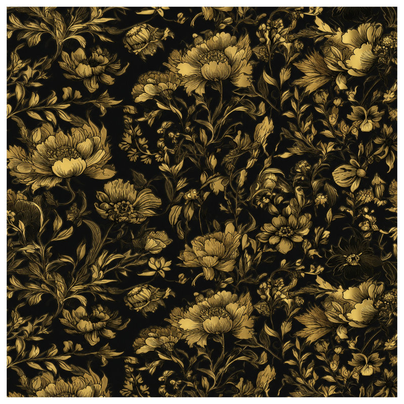 Couvertures dorées à motif floral, L 60 po x H 80 po