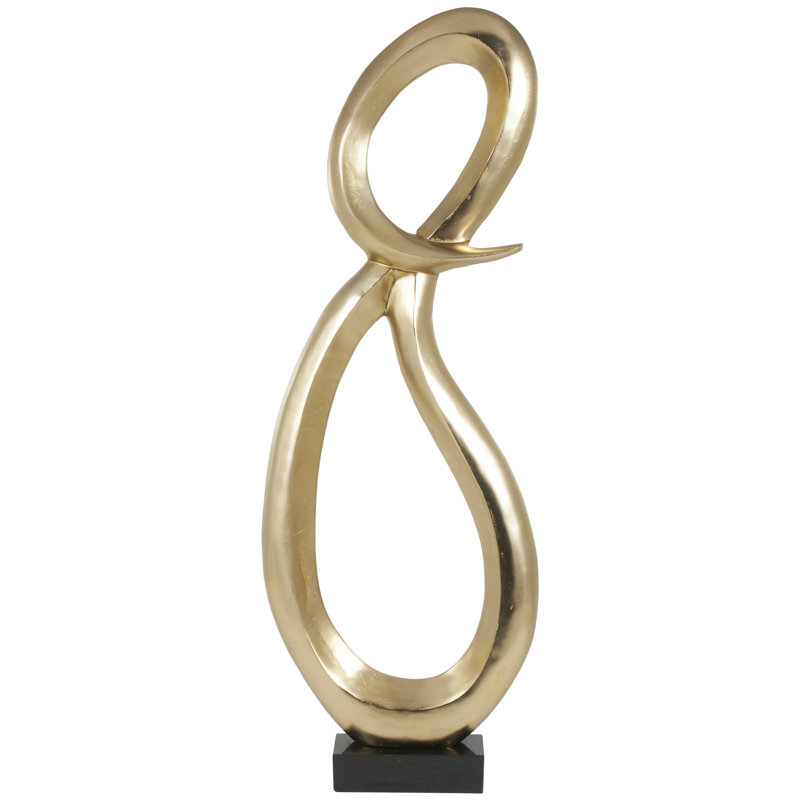 Refrenshire Aluminum Tall Looped Floor Abstract Sculpture, Gold