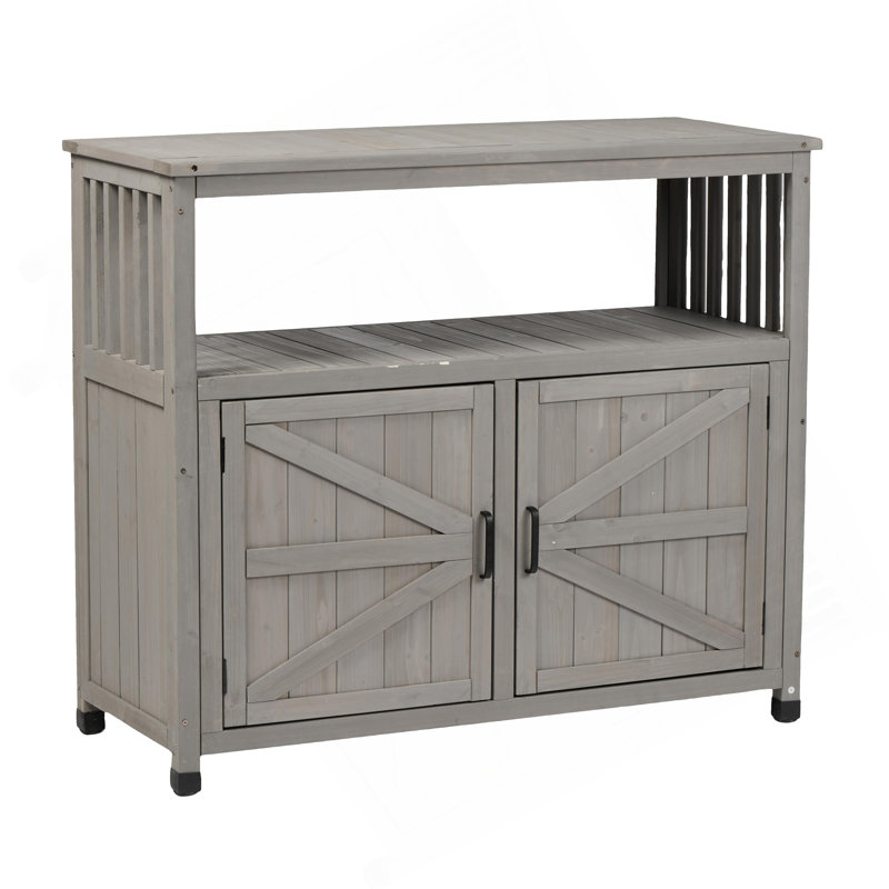 Ensemble de table de bar en bois avec rangement, buffet pour armoire d'extérieur et d'intérieur
