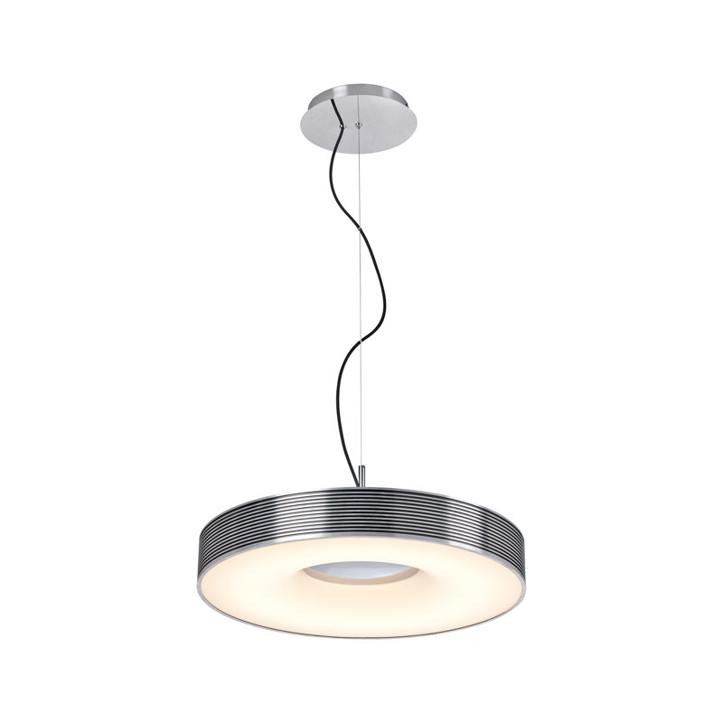 Lustre tambour unique à 1 lumière DEL, Argent, H 3,2 po x l 21,65 po x P 21,65 po