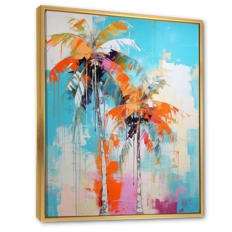Ibarhim Palm Trees VI sur impression sur toile, H 32 po x l 24 po x P 1 po, Cadre flottant doré