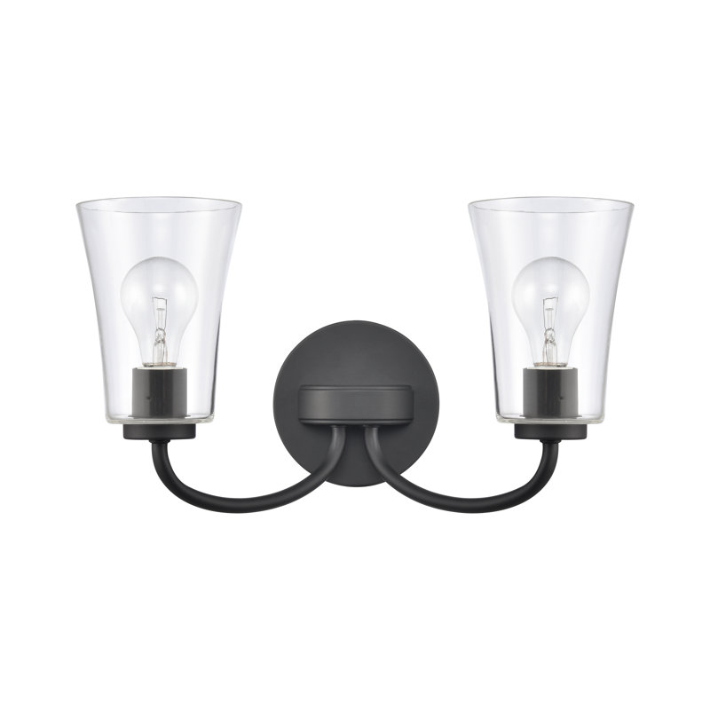 Éclairage pour salle de bain 2 lumières Emily - noir mat 17 po Emily, H 9,5 po x l 17 po x P 8,75 po, Noir, Deux lumières