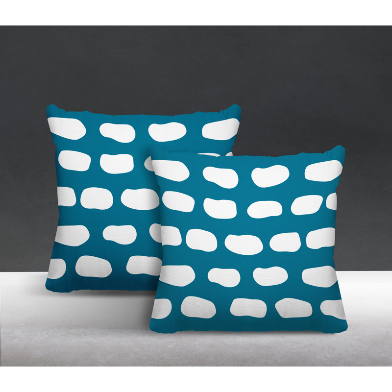 Oreiller carré intérieur / extérieur Aria Dash, L 19 po x H 19 po, Turquoise