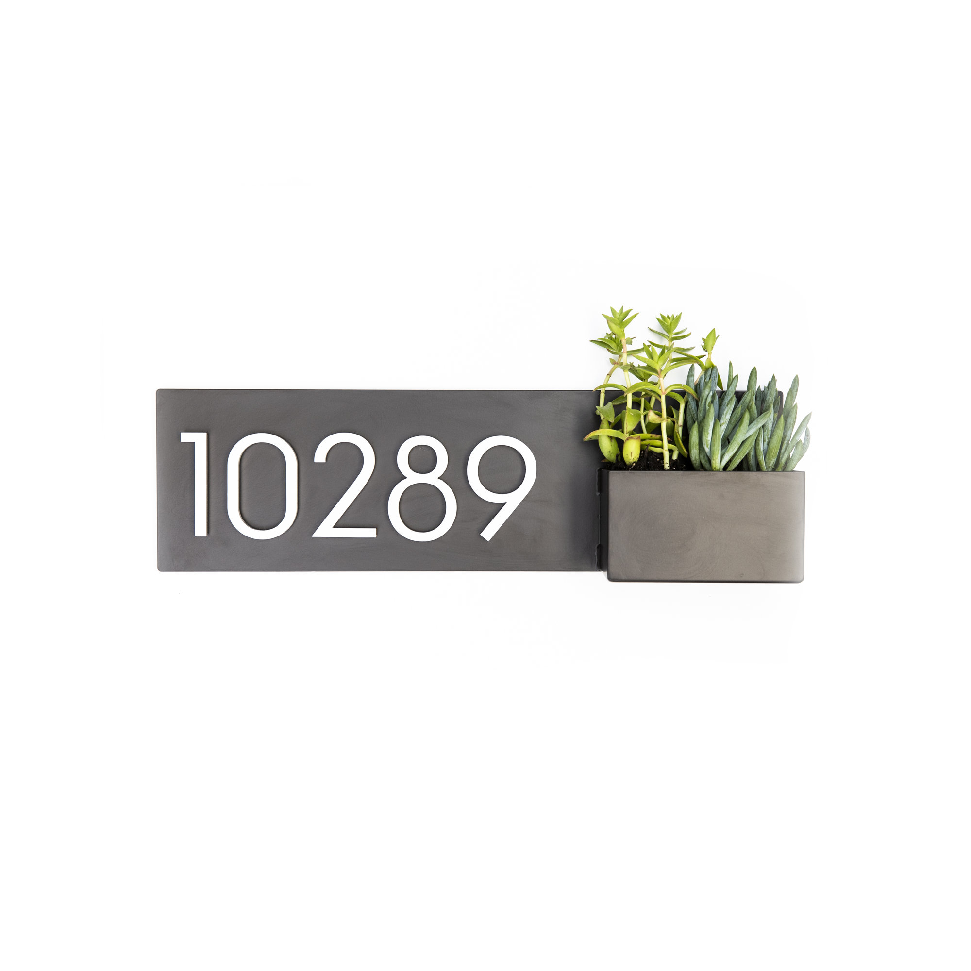 Vista View Wall Address Plaque, Dark Brown, Yes, Silver