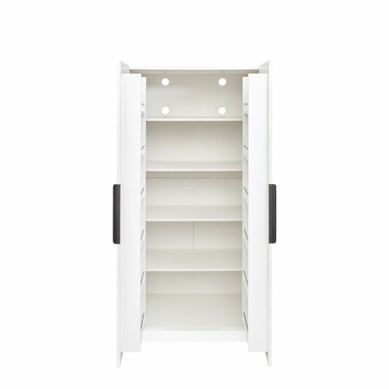 Wood Storage Freestanding Buffet Cabinet with Doors and Shelves, White