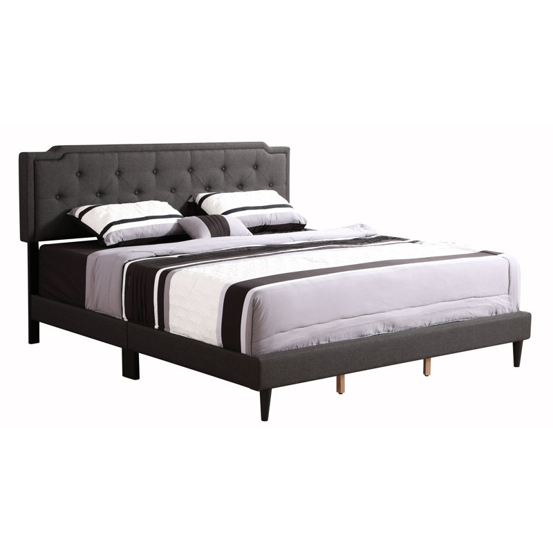 Upholstered Panel Bed, King, Ash Black