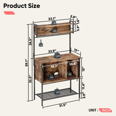 17 Stories Humayd 33.9'' Wood Standard Baker's Rack with Microwave ...