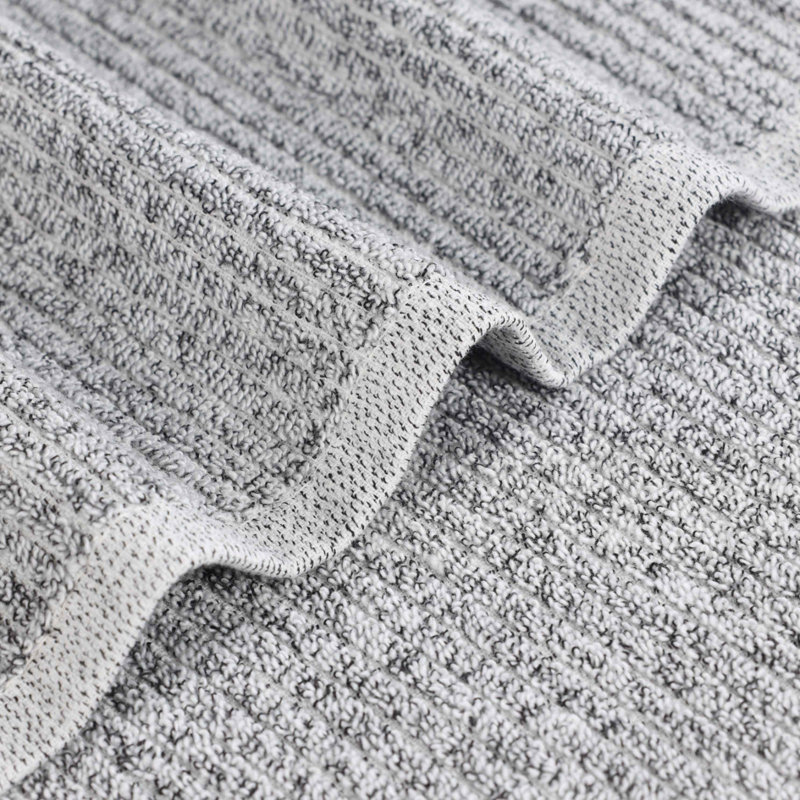 Ensemble de draps de bain en mélange de coton et de viscose - Conception nervurée texturée - Séchage rapide, Gris anthracite