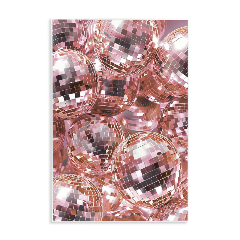 Plaque murale rose à motif de boules disco, design par LSR Design Studio, H 15 po x l 10 po