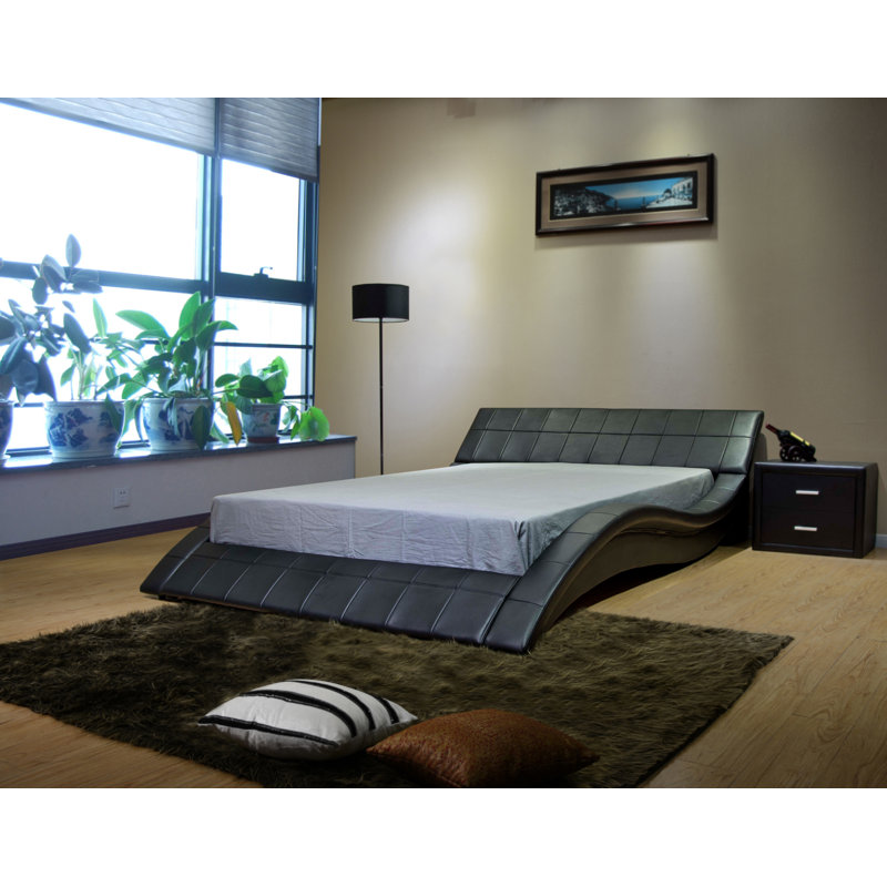 Anglo Vegan Leather Wingback Bed, Black, King