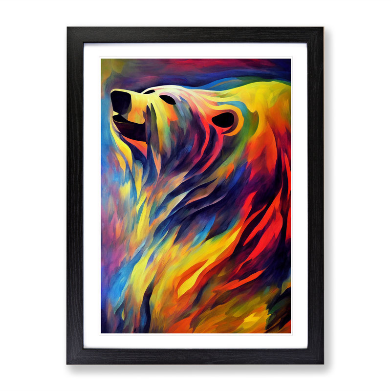 Fantastic Bear Abstract - Single Picture Frame Painting, Black, 64cm H x 46cm W x 2cm D