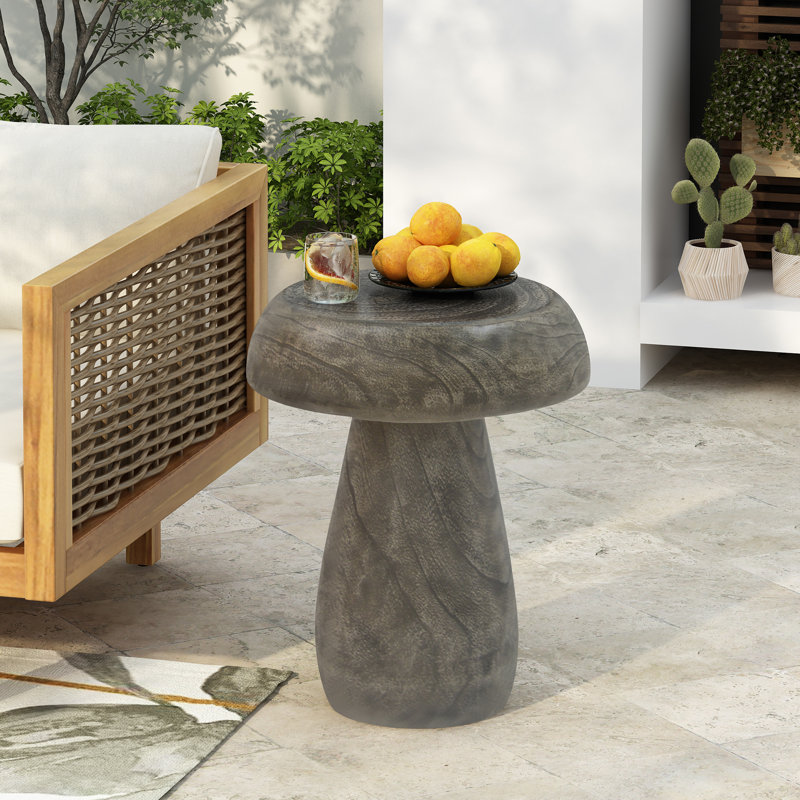  Table d'appoint d'extérieur MGO, table de patio en forme de champignon, mobilier de patio résistant aux intempéries, gris