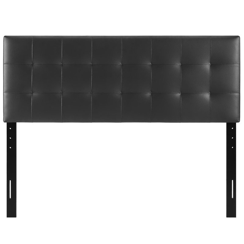 Lily Upholstered Vinyl Queen Headboard, Queen, Leather Black