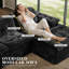 Canapé modulaire en forme de U 6 pièces avec 2 repose-pieds pour le salon, chenille fleur de glace, noir-667845651
