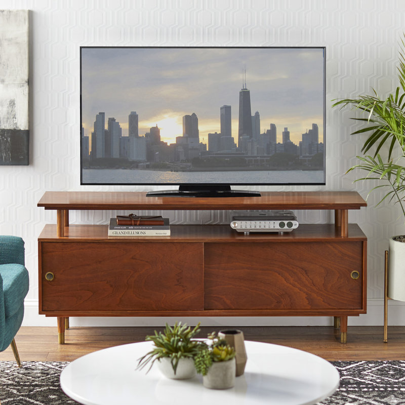 Camylle TV Stand for TVs up to 70", Walnut/Antique Brass