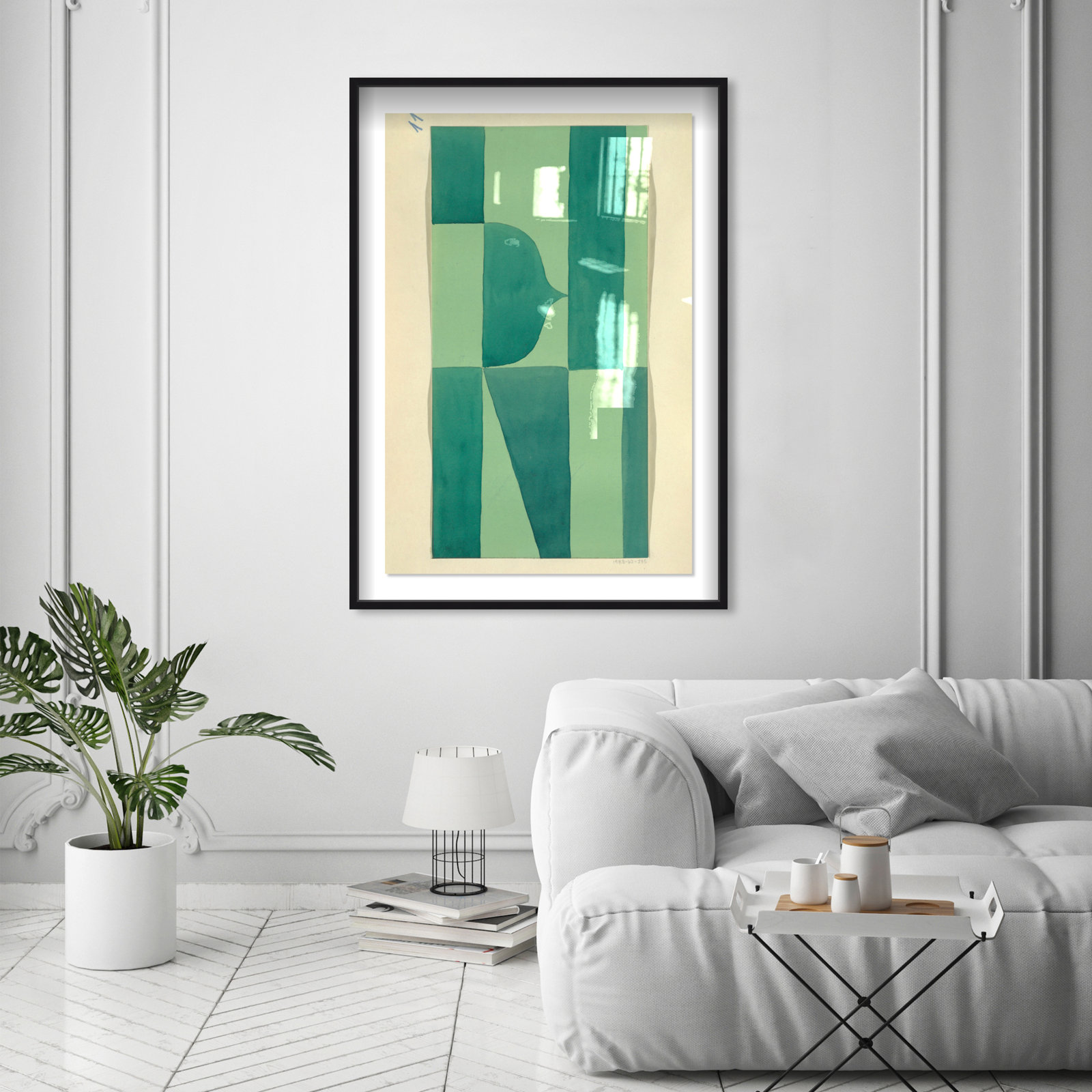 Erickson "Green Abstract" Print by Oliver Gal, Black, 55" H x 37" W
